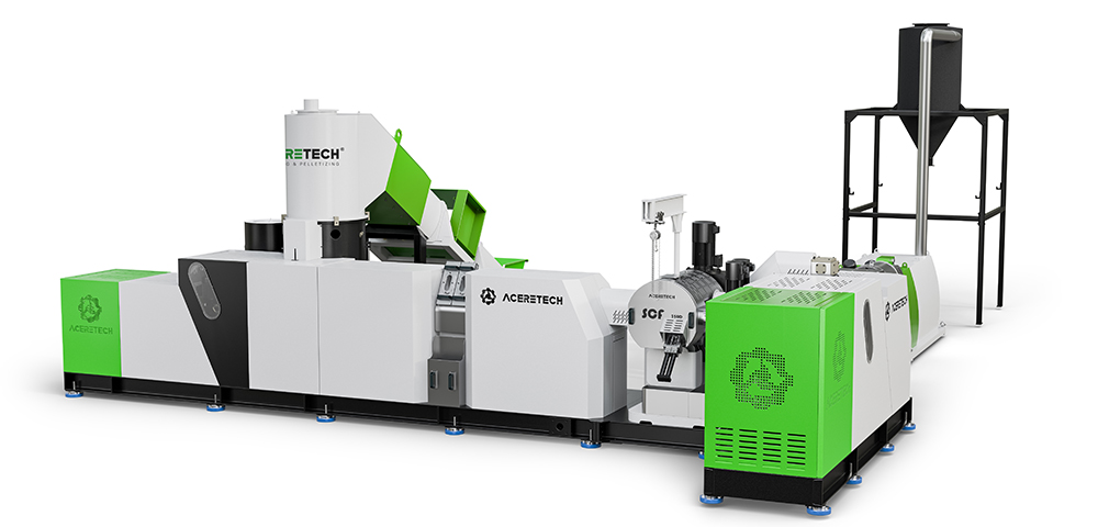 ACSS Double Stage Plastic Cutter Compactor Recycling Pelletizing Line